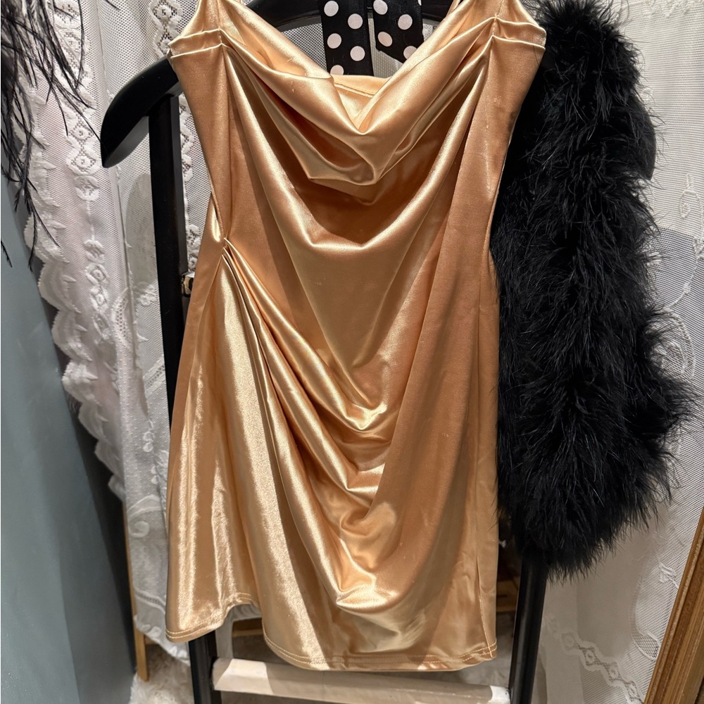 Lucy in the Sky Gold Satin Mini Dress